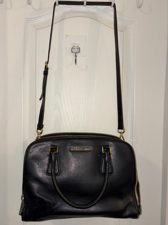 Michael Kors Handbags - Michael Kors Black Leather Satchel with Gold Hardware